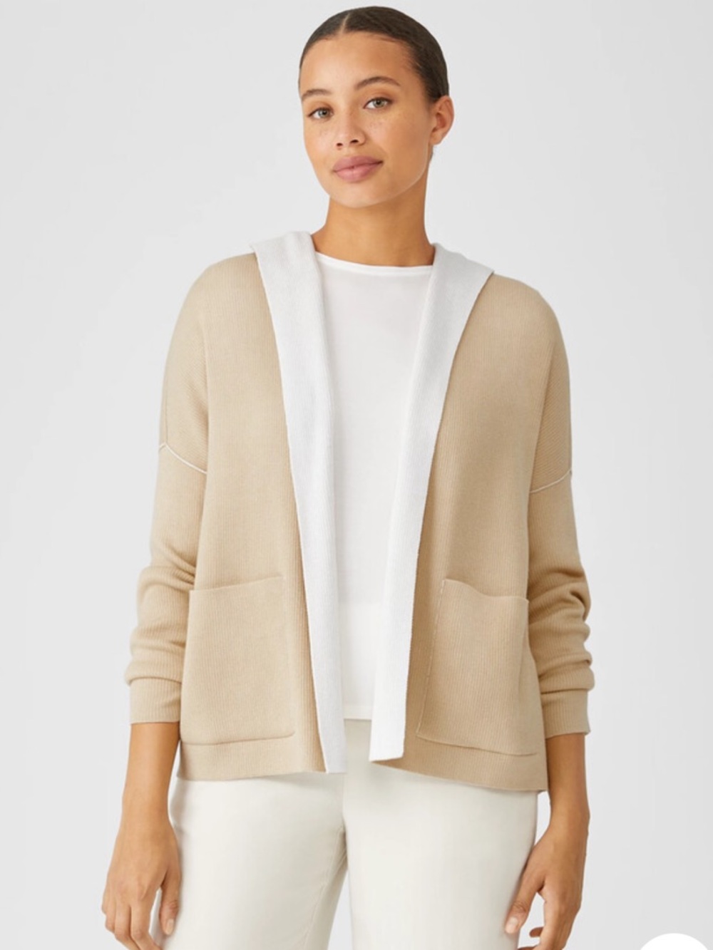 Eileen Fisher Peruvian Organic Cotton Blend Hooded Cardigan size Medium
